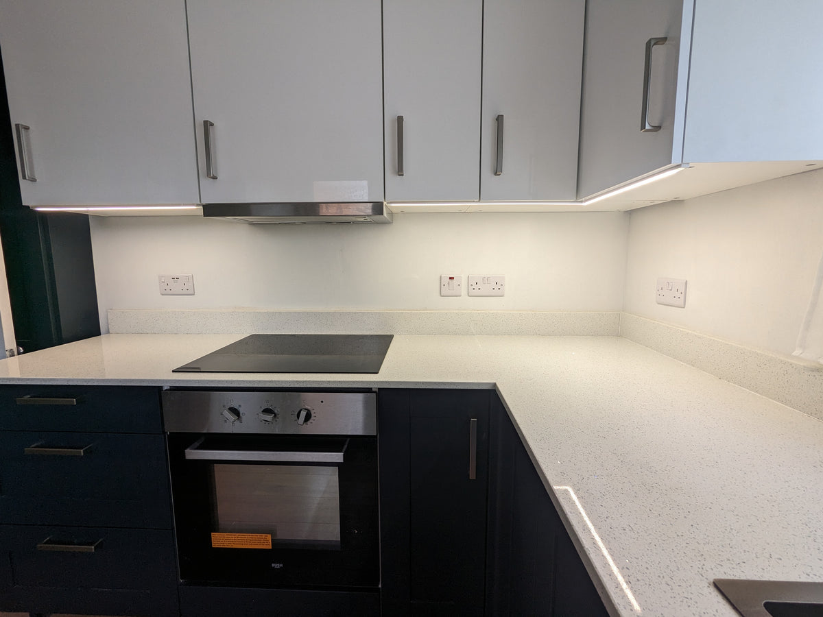 Super bright slim LED light under a kitchen unit, 1400 lumens per metre