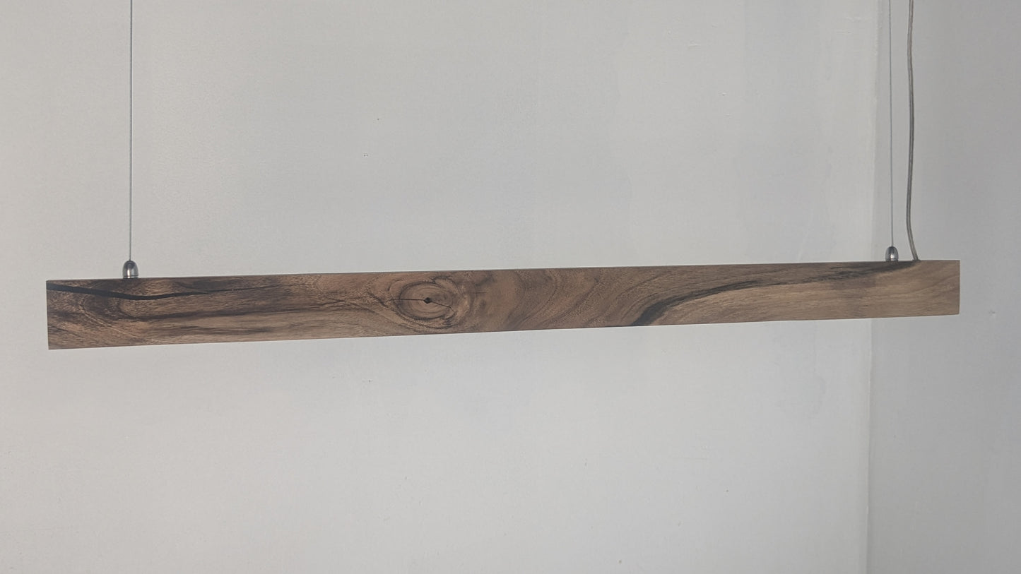 Linear LED Pendant Light | Italian Walnut with a touch of Black Resin on a glossy finish