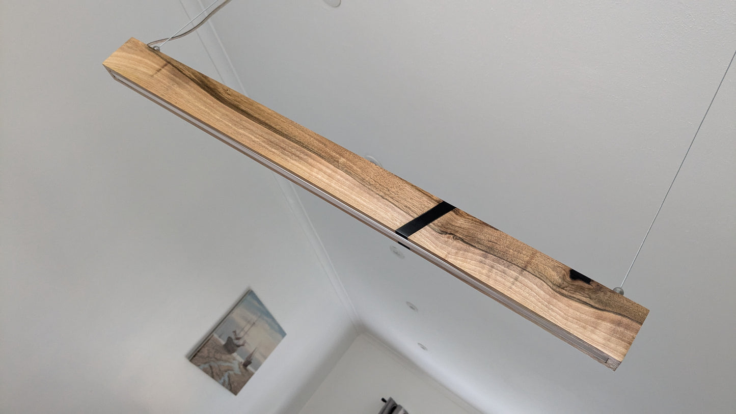 Linear LED Pendant Light | Italian Walnut with Black Resin on a glossy finish