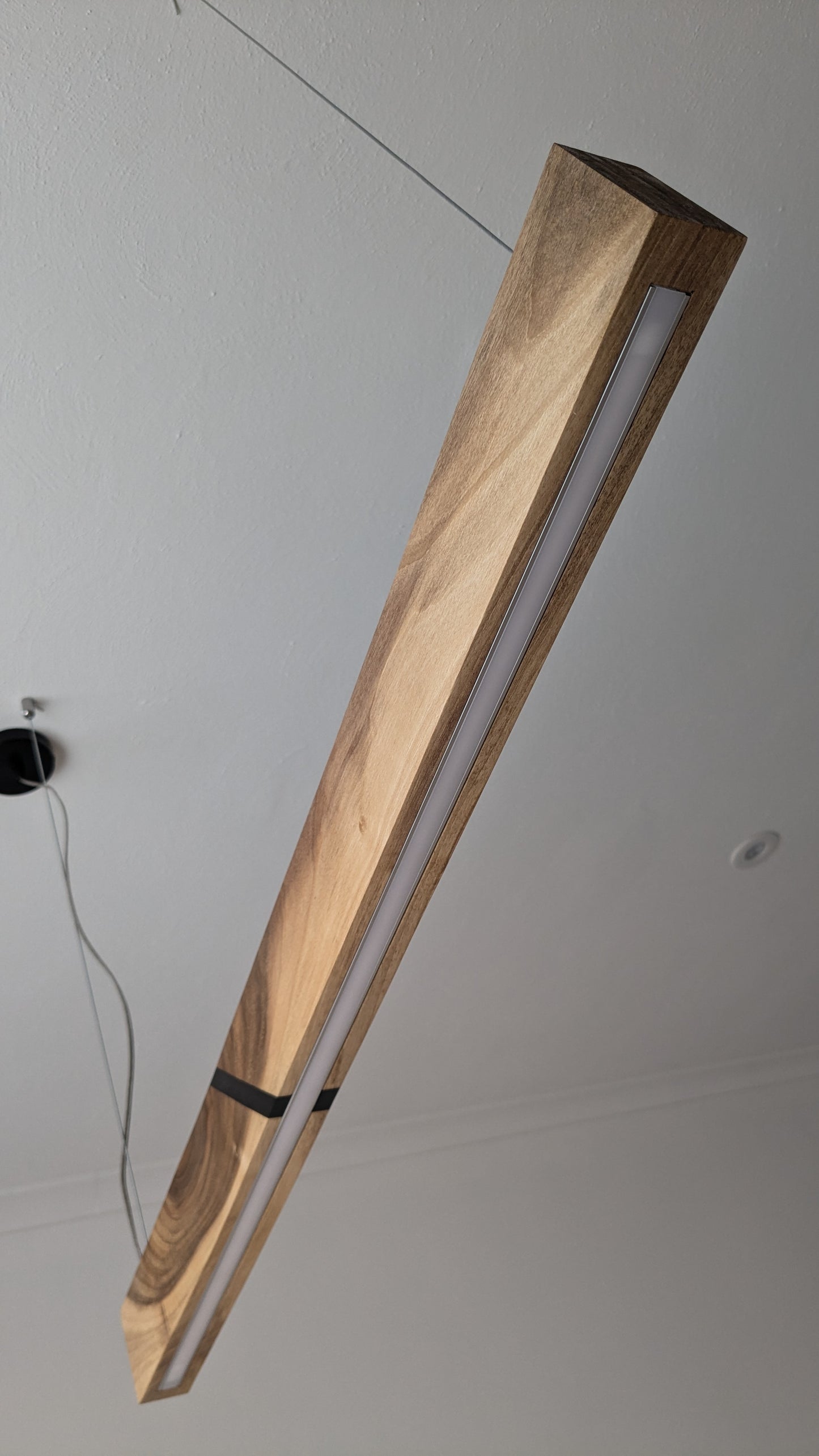 Linear LED Pendant Light | Italian Walnut with Black Resin on a glossy finish