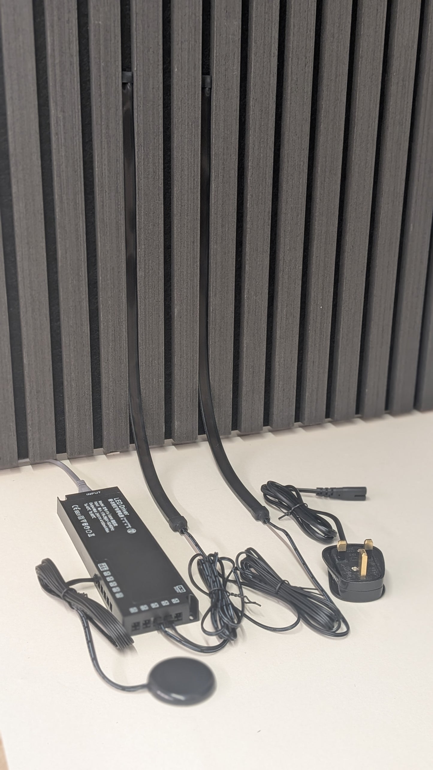 Invisible LED Lighting Kit for Acoustic Slate Wall Panels.
