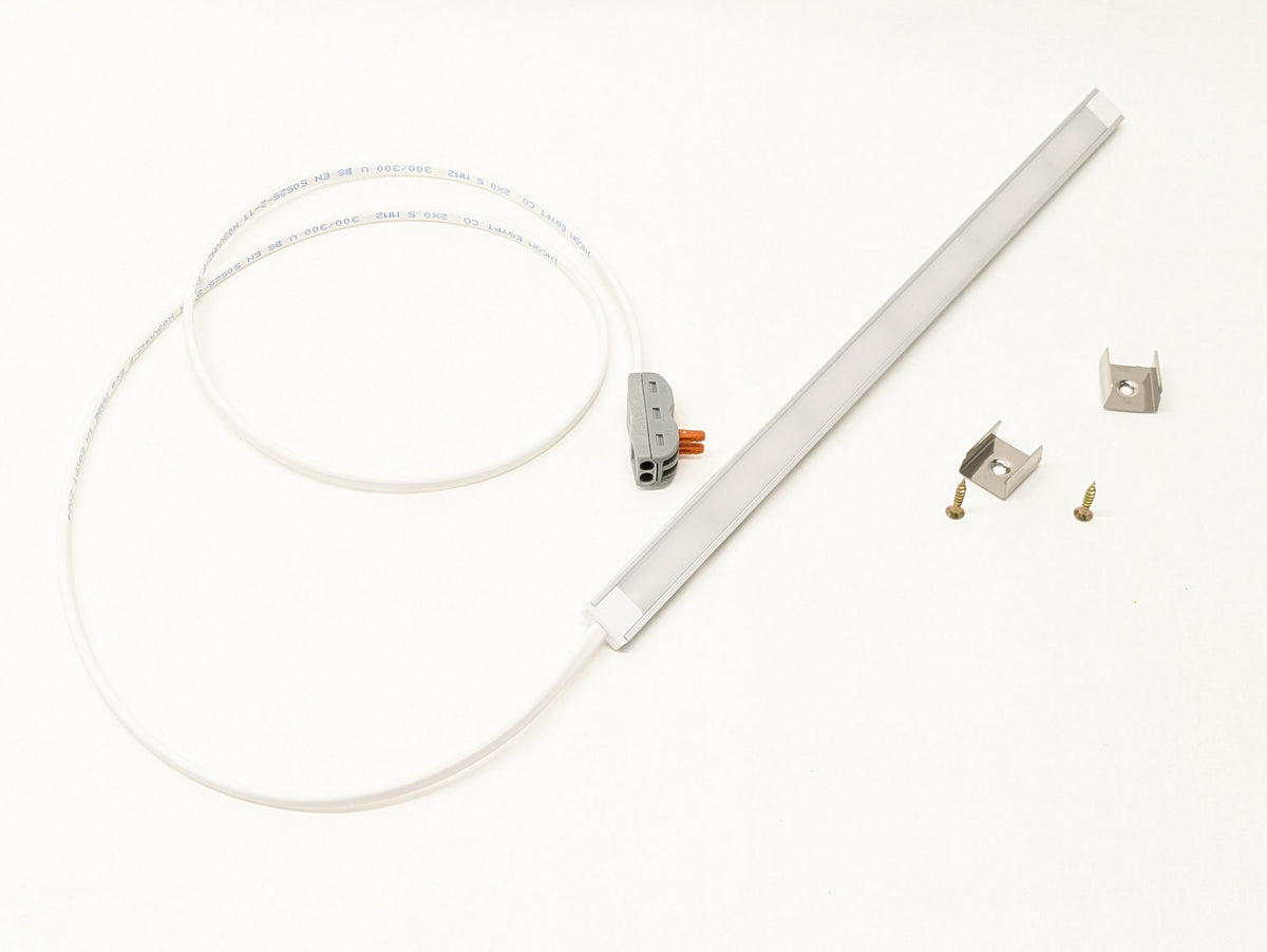 Dimmable 7mm LED under cabinet lighting that connects straight to 230V mains