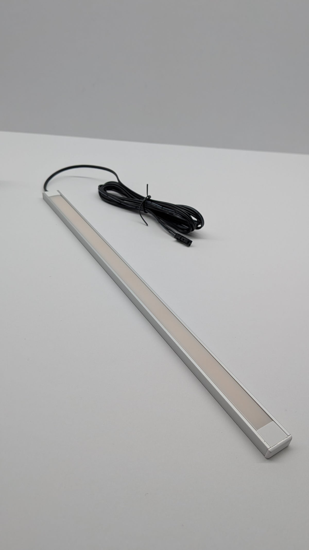 Slim plug in LED strip light for closets, dotless and made to your required length