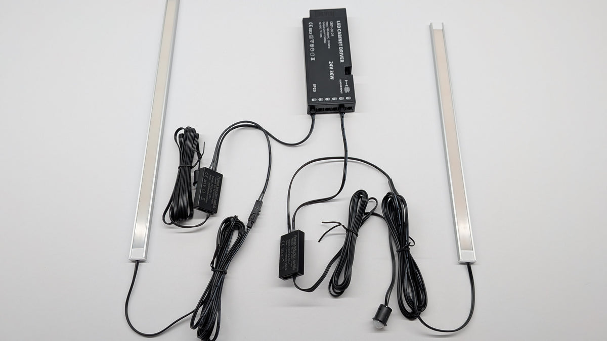 Wardrobe LED light with inline motion sensor, each light switching on individually