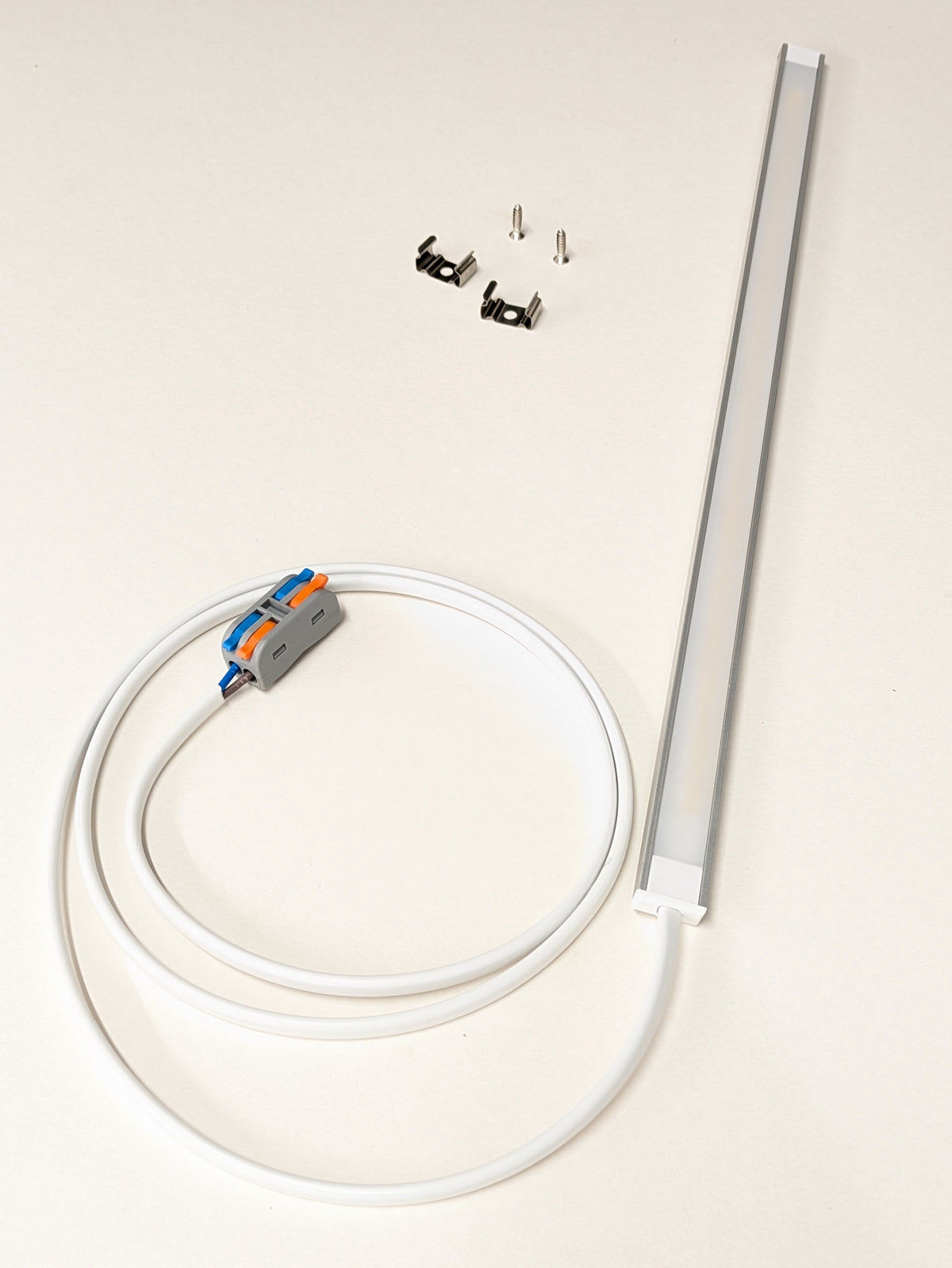 Mains powered dotless LED strip for under cabinets, 850 lumens per metre