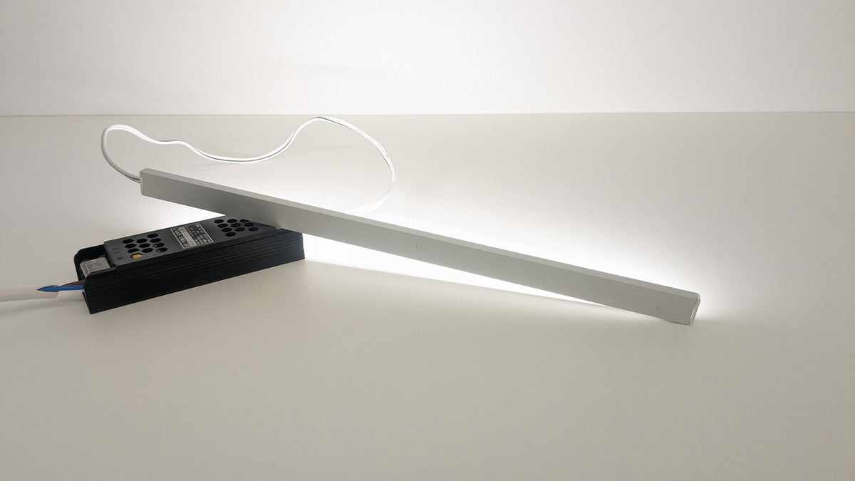 Super bright 7mm LED strip fitted under a kitchen wall cabinet, true colour lighting